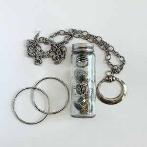 Mystery Jewelry Jar Silver Mixed 18 Pieces